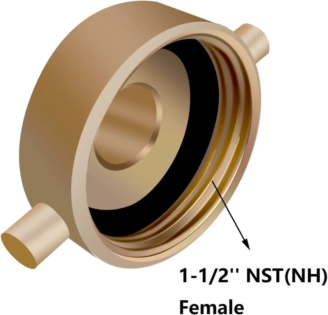 Brass Fire Equipment 1-1/2" NST Female x 3/4" GHT Male Brass Hydrant Adapter with Pin Lug for Hydrants, Hoses, Pipes