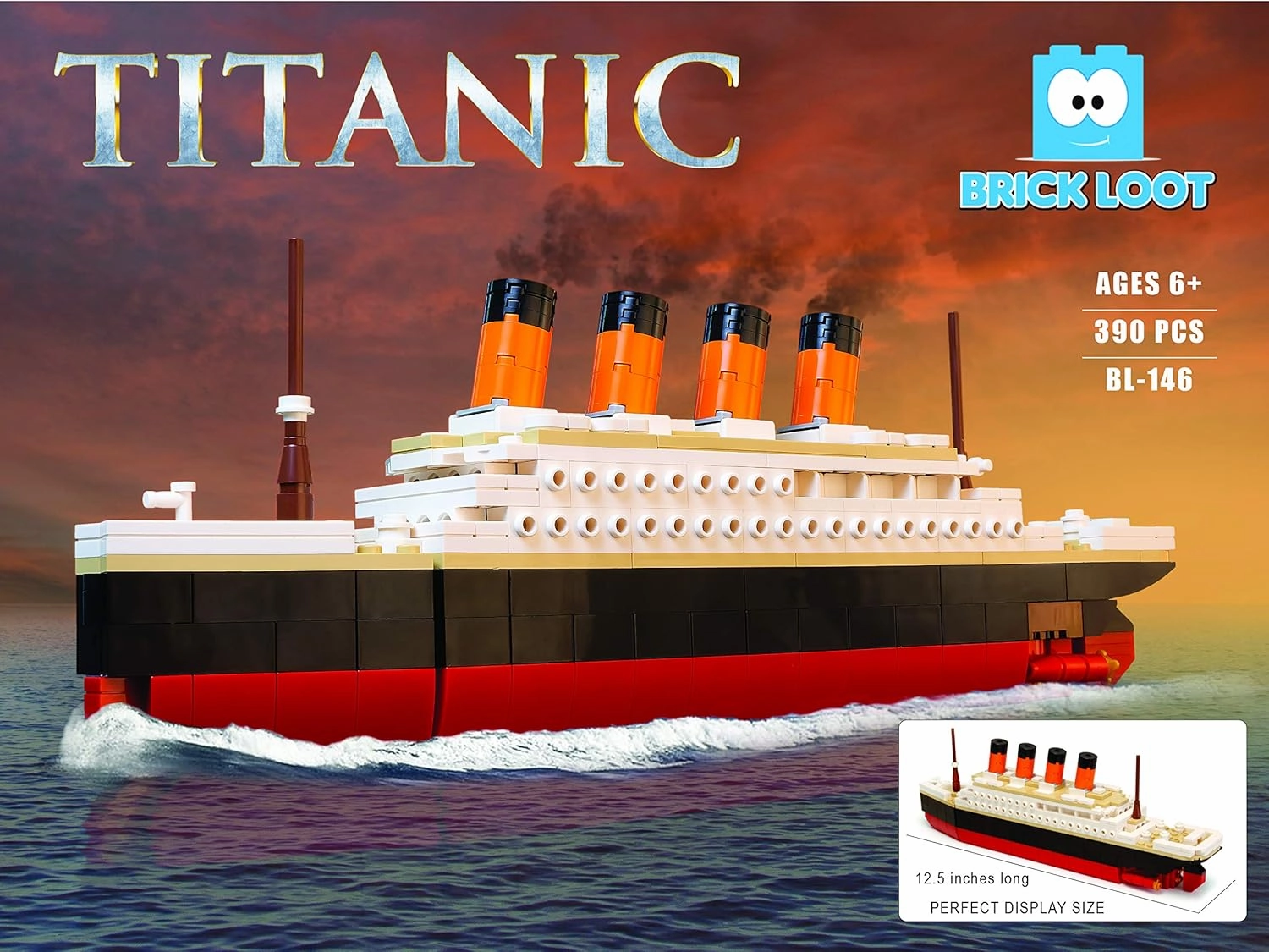Brick Loot Titanic Micro Building Blocks Large Set – 390 Pieces Mini Bricks Ship Model Kit, DIY 3D Puzzle for Adults & Kids, STEM Educational Toy, Collectible Display, Gift for History & Ship Lovers