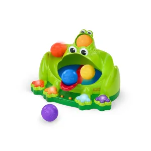 Bright Starts Poppin' Ball Frog Ball Play Toy, Launching, Bouncing & Ramp Racer Toy, Crawl and Chase, Unisex, 6 Months 