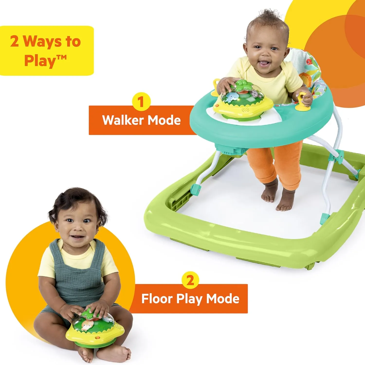 Bright Starts Wanderlights 2 Ways to Play Baby Walker, 10  Melodies & Sounds, Light Up Spinning Toy, Ages 6 Months 