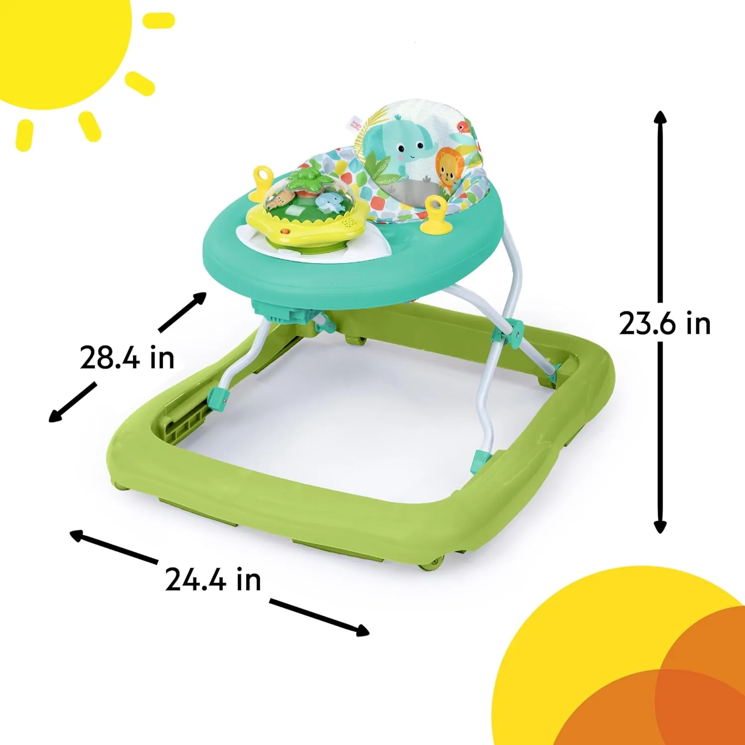 Bright Starts Wanderlights 2 Ways to Play Baby Walker, 10  Melodies & Sounds, Light Up Spinning Toy, Ages 6 Months 