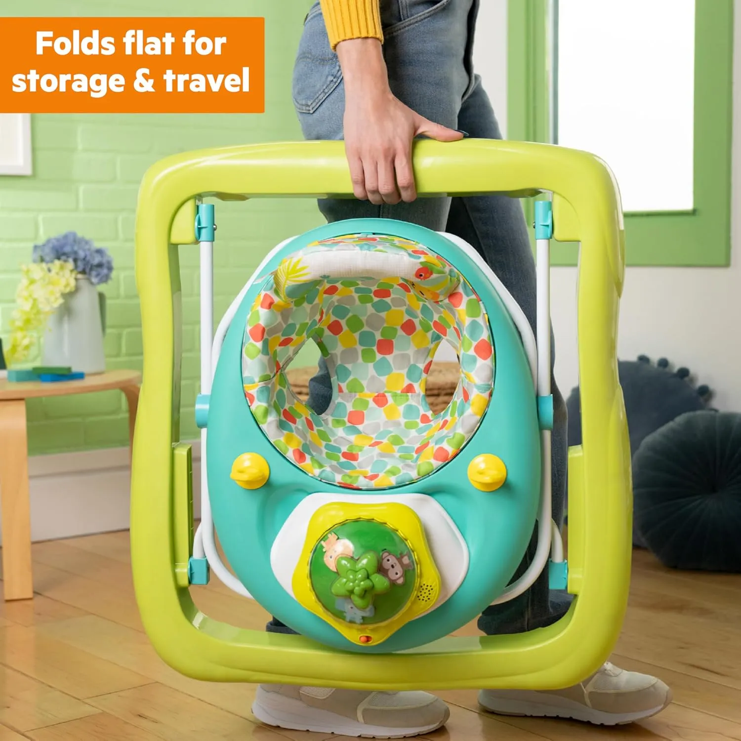 Bright Starts Wanderlights 2 Ways to Play Baby Walker, 10  Melodies & Sounds, Light Up Spinning Toy, Ages 6 Months 