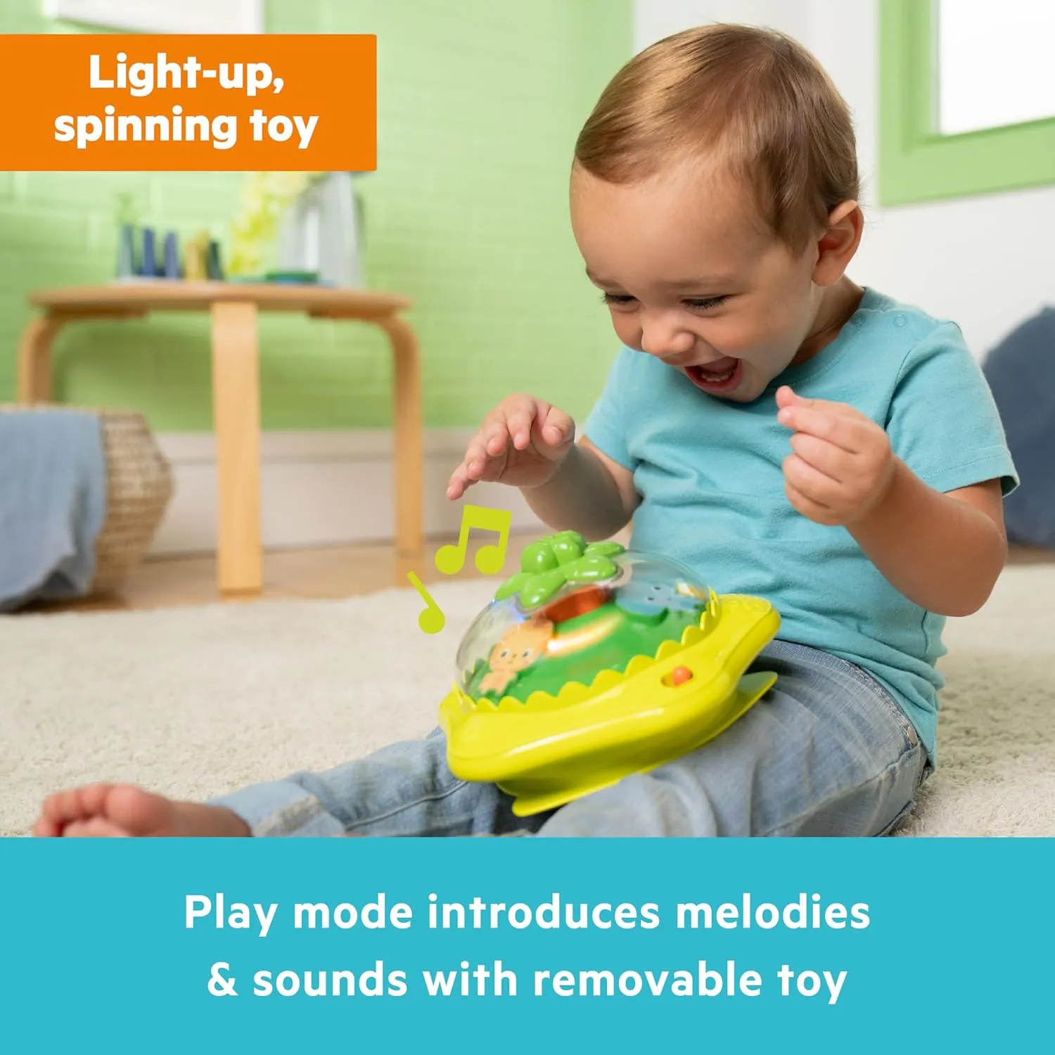 Bright Starts Wanderlights 2 Ways to Play Baby Walker, 10  Melodies & Sounds, Light Up Spinning Toy, Ages 6 Months 