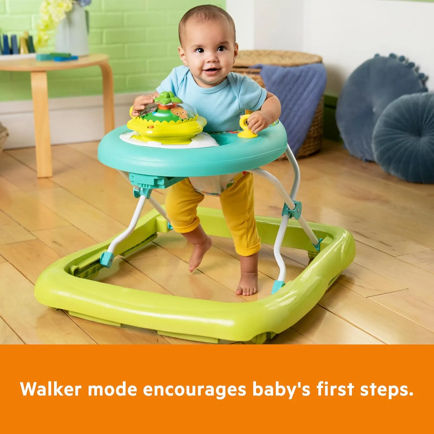 Bright Starts Wanderlights 2 Ways to Play Baby Walker, 10  Melodies & Sounds, Light Up Spinning Toy, Ages 6 Months 