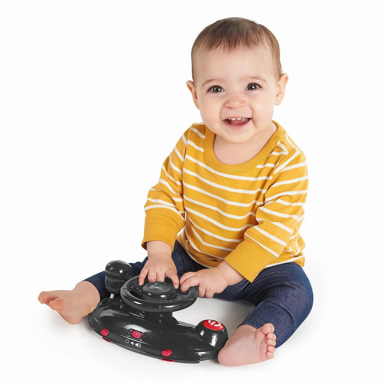 Bright Starts Ford Mustang 4-in-1 Red Baby Activity Center & Push Walker with Removable Interactive Steering Wheel -Toy, 6 Months and up
