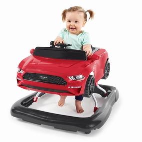 Bright Starts Ford Mustang 4-in-1 Red Baby Activity Center & Push Walker with Removable Interactive Steering Wheel -Toy, 6 Months and up