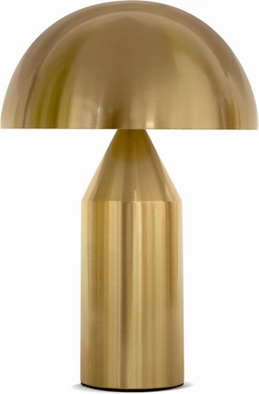 Brightech Venus Mushroom Table Lamp - Modern Lamp for Living Room, Bedroom Side/End Table - Dimmable, Unique Side Table LED Lamp Shade for Office, Reading - Brass/Gold, 14" Tall