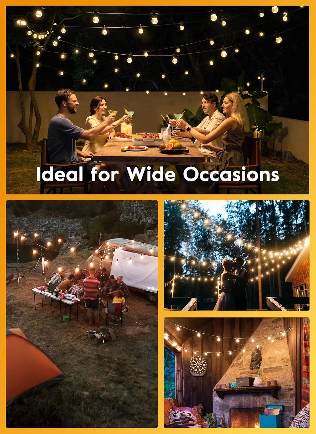 Brightown G40 Led Replacement Light Bulbs, 1W Shatterproof Globe Plastic Bulb Fits E12 or C7 Candelabra Screw Base, 1.5 Inch Dimmable Light Bulbs for Indoor Outdoor Patio Decor, Warm White, 50 Pack
