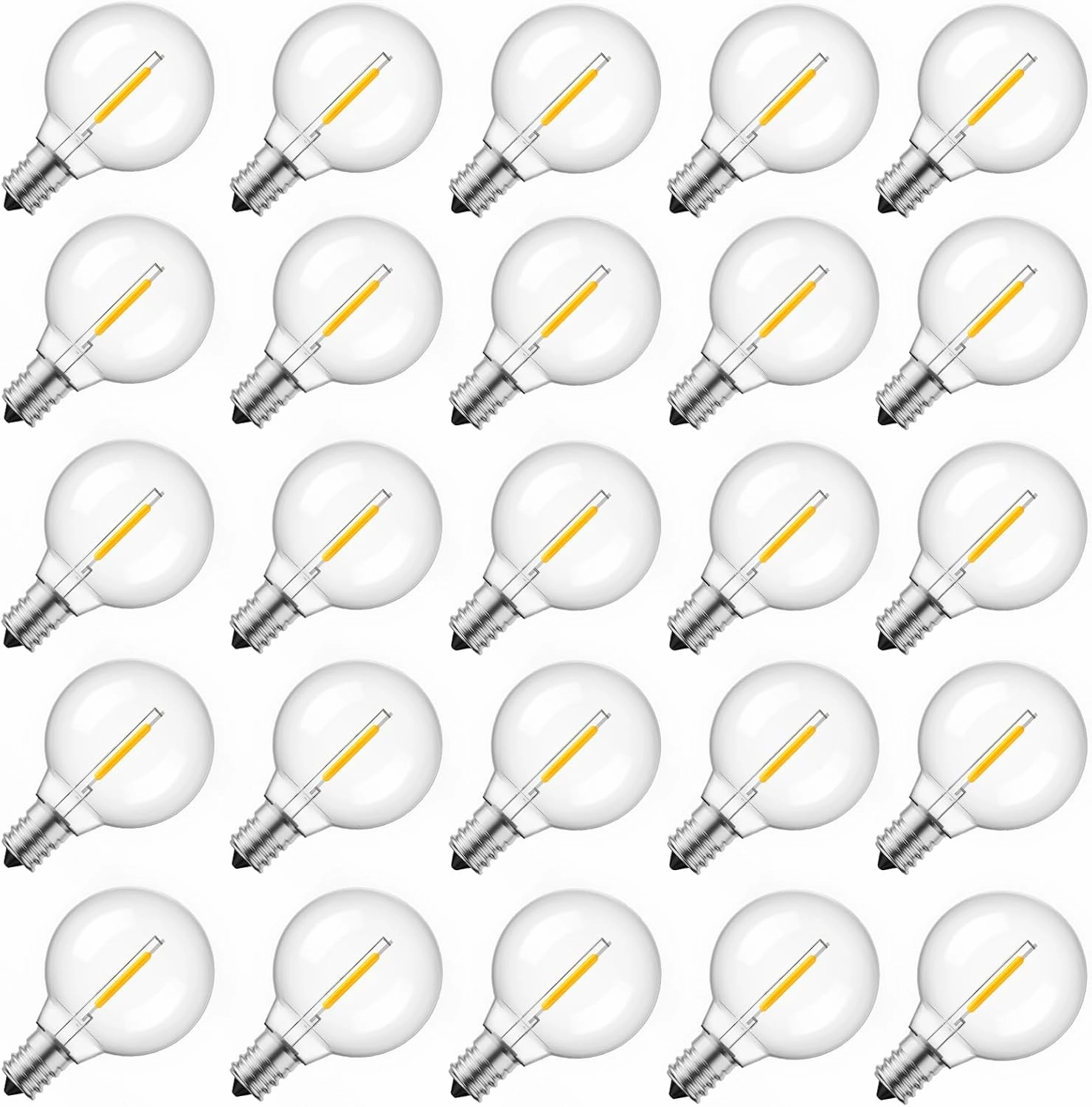 Brightown G40 Led Replacement Light Bulbs, 1W Shatterproof Globe Plastic Bulb Fits E12 or C7 Candelabra Screw Base, 1.5 Inch Dimmable Light Bulbs for Indoor Outdoor Patio Decor, Warm White, 50 Pack