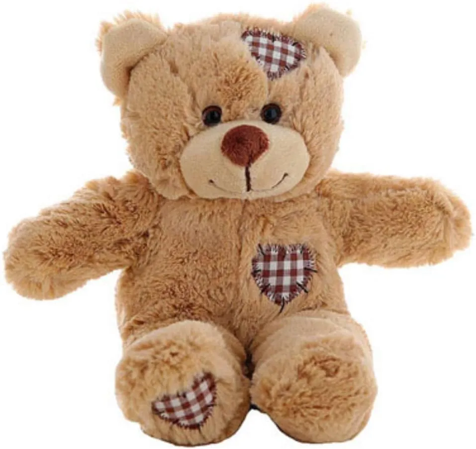 Brown Patch Teddy Bear Plush Toy - Huggable Buddy with Soft Patches - Perfect Stuffed Animal Gift for Graduation, Kids, Toddlers, and Birthdays - 8 Inches