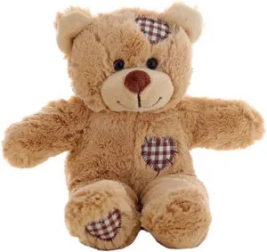 Brown Patch Teddy Bear Plush Toy - Huggable Buddy with Soft Patches - Perfect Stuffed Animal Gift for Graduation, Kids, Toddlers, and Birthdays - 8 Inches