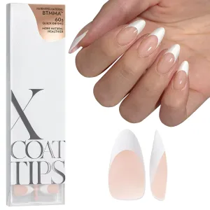 BTArtboxnails Almond French Tip Gel Nail Tips Kit - Soft Press on Nails with Nude Acrylic Tips XCOATTIPS and Supplies for Professional Use