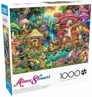 Buffalo Games - Aimee Stewart - Merry Mushroom Village Picnic - 1000 Piece Jigsaw Puzzle for Adults -Challenging Puzzle Perfect for Game Nights - Finished Size is 26.75 x 19.75