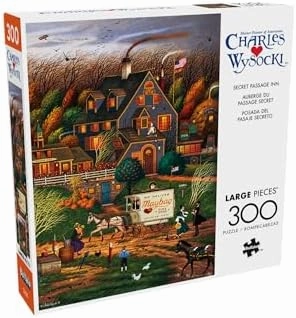 Buffalo Games - Charles Wysocki - Secret Passage Inn - 300 Piece Jigsaw Puzzle for Adults -Challenging Puzzle Perfect for Game Nights - Finished Size is 21.25 x 15.00