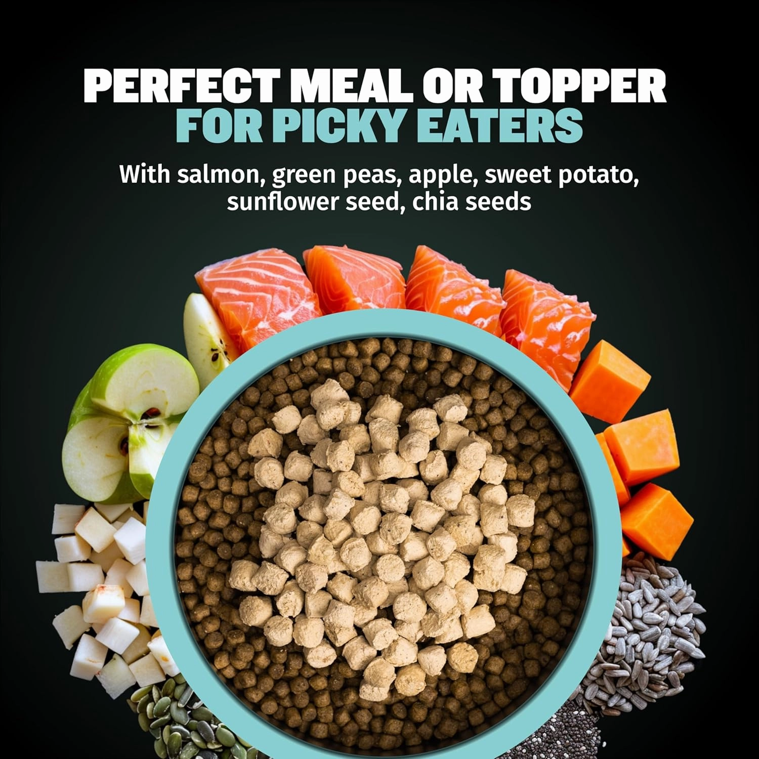 Bully Max Freeze-Dried Raw Dog Food Toppers for Puppies & Adult Dogs - Salmon with Real Fruits & Veggies - Meal Enhancers with Vitamins & Minerals - Feed as Puppy Treat or Dog Meal