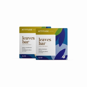 Bundle of ATTITUDE Hair Shampoo and Conditioner Bar, EWG Verified, Plant and Mineral-Based Ingredients, Plastic-free, Vegan Beauty Products, Detox, Sea Salt, 4 Oz
