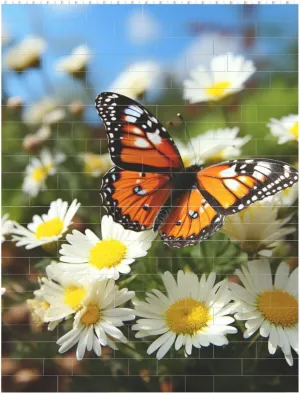 Butterfly On Daisy Flower Building Block Puzzle Personalized Building Bricks for Adults Square Shaped Block Puzzle Building Brick Block Puzzles Valentine's Day Gifts for Home Decor Brick Puzzle