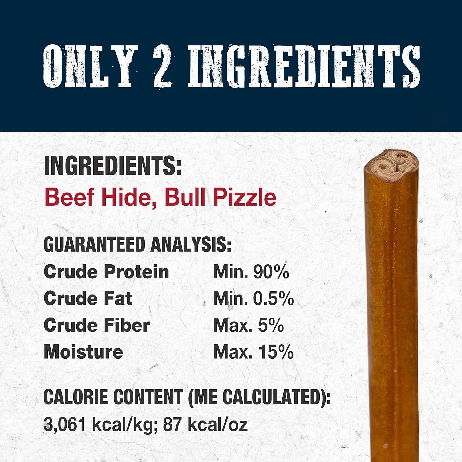 Cadet Bully Hide Sticks for Small Dogs, All-Natural Beef Pizzle, Limited-Ingredient Long-Lasting Dog Chews for Aggressive Chewers, 12 Count