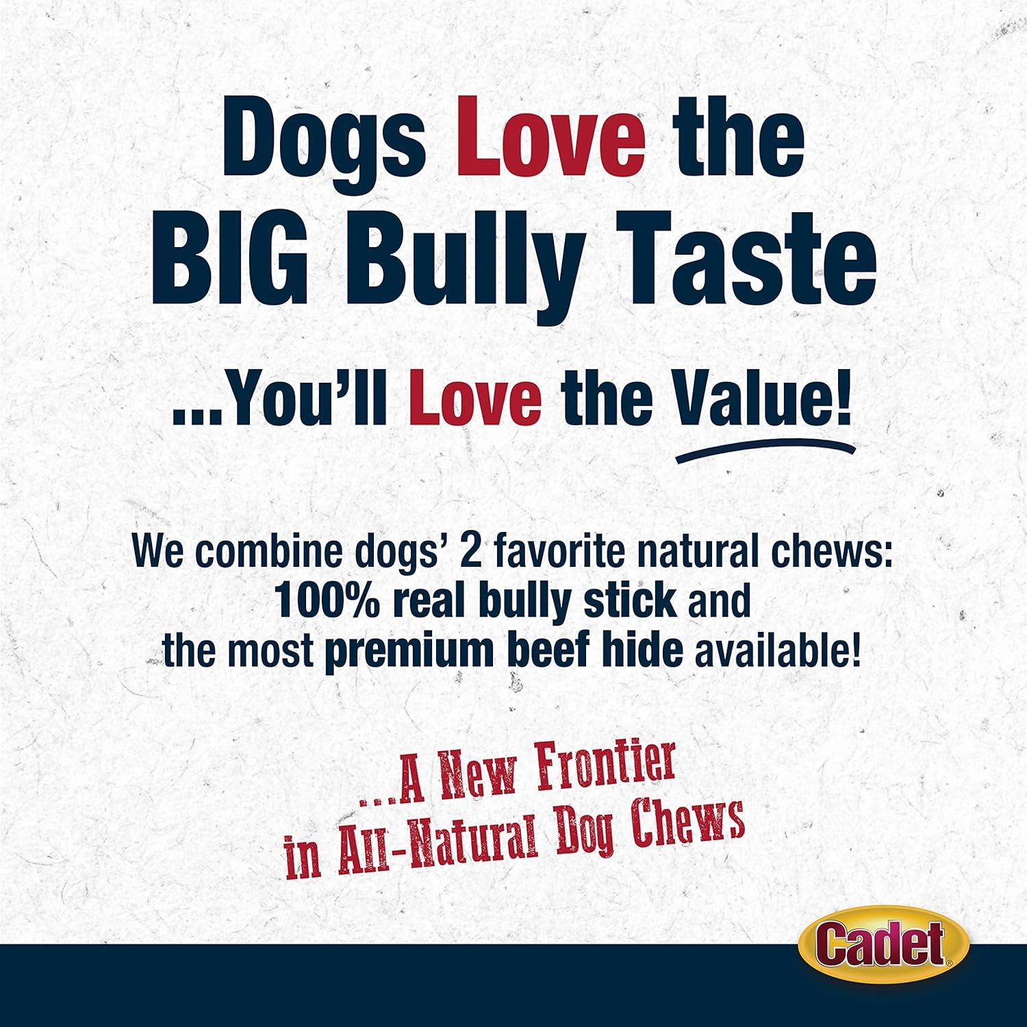Cadet Bully Hide Sticks for Small Dogs, All-Natural Beef Pizzle, Limited-Ingredient Long-Lasting Dog Chews for Aggressive Chewers, 12 Count