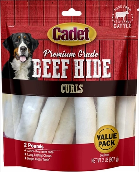 Cadet Premium Grade Beef Hide, Long-Lasting Rawhide Rolls, Single-Ingredient Dog Chews for Medium Breeds, 2 Pound