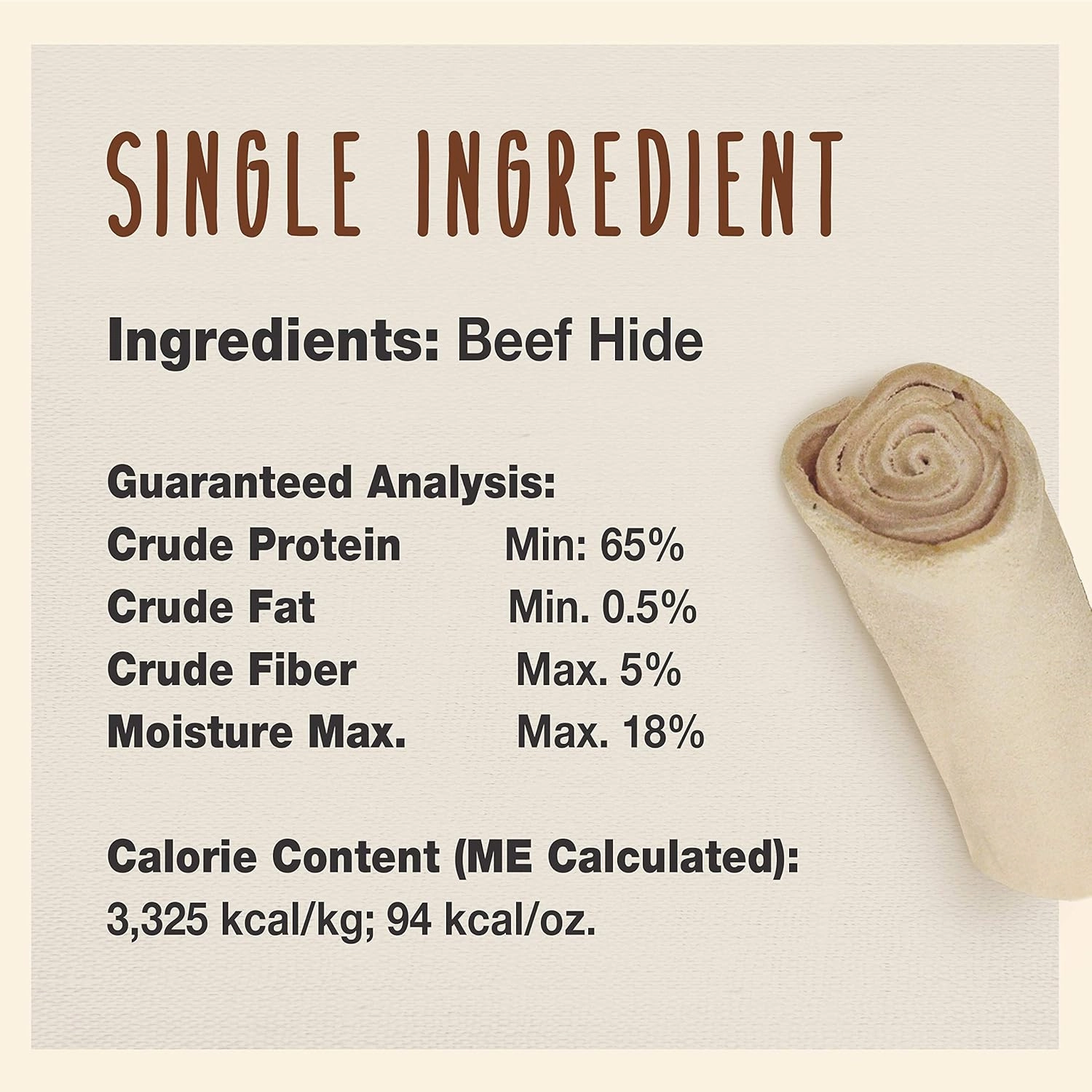 Cadet Premium Grade Beef Hide, Long-Lasting Rawhide Rolls, Single-Ingredient Dog Chews for Medium Breeds, 2 Pound