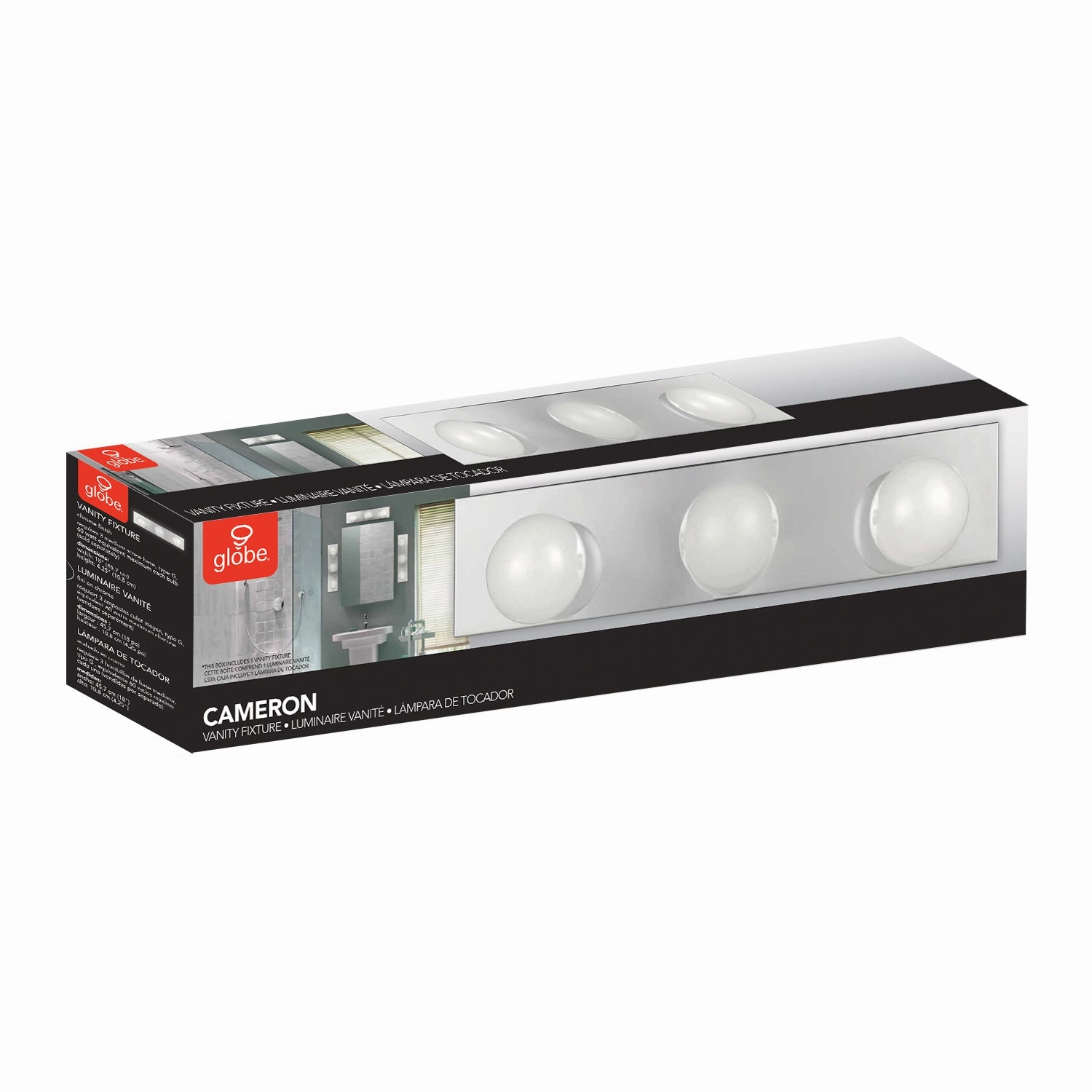 Cameron 18" 3-Light Chrome Vanity Light