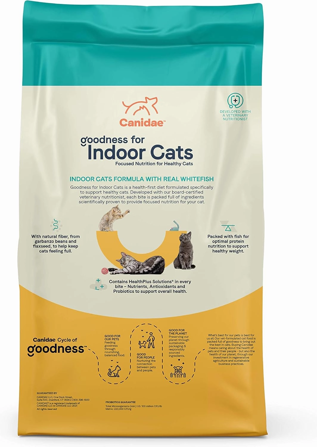 Canidae Goodness for Indoor Cats, Premium Adult Dry Cat Food with Real Whitefish, 10 lbs.
