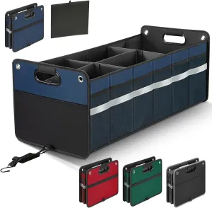 Car Trunk Organizer, Car Storage Organizer, Collapsible Multi Compartment for Car, Suv, Sedan, Truck, 100L, Extra Larger (Blue, 100L)