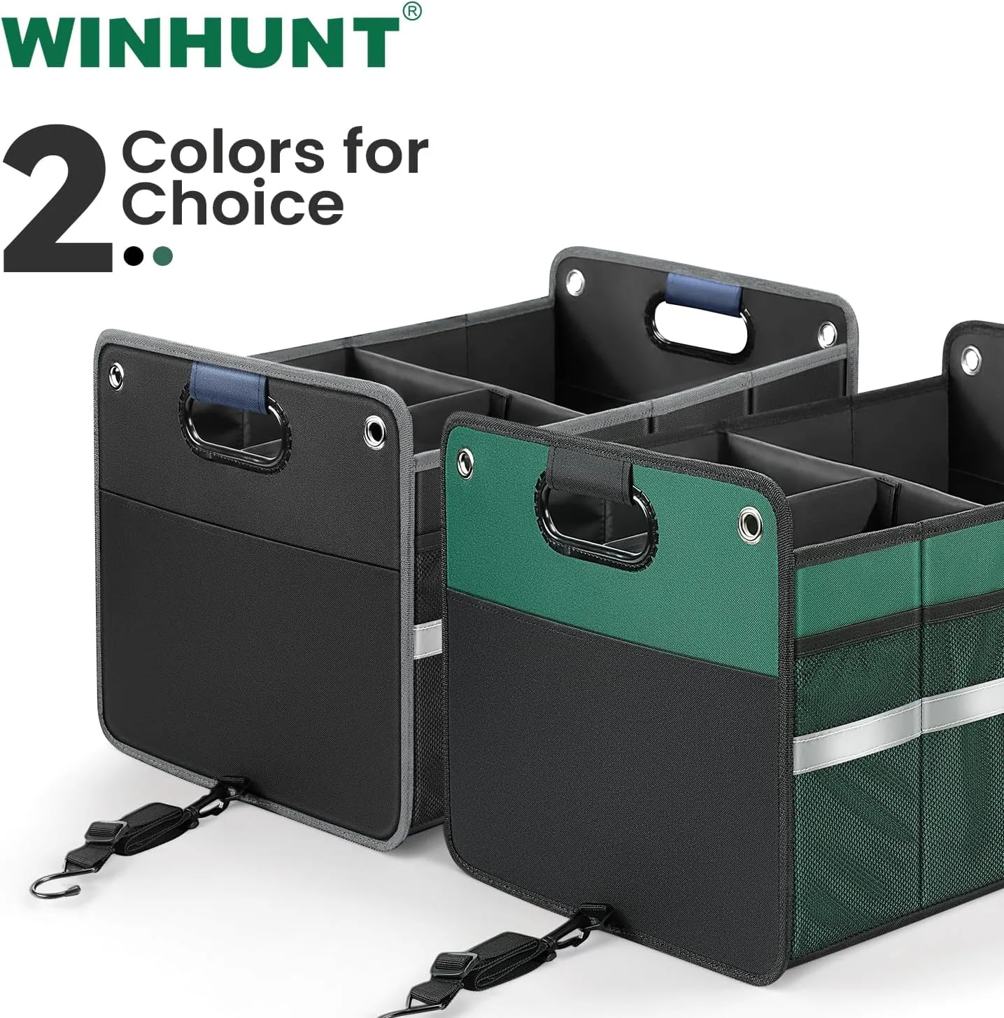 Car Trunk Organizer, Car Storage Organizer, Collapsible Multi Compartment for Car, Suv, Sedan, Truck, 100L, Extra Larger (Green, 78L)