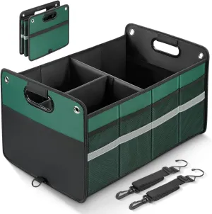 Car Trunk Organizer, Car Storage Organizer, Collapsible Multi Compartment for Car, Suv, Sedan, Truck, 100L, Extra Larger (Green, 78L)