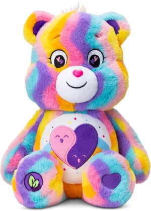 Care Bears 14" Friends Forever Bear Plushie - Tie-Dye Multicolored Made from Recycled Materials! Soft and Huggable! – Good for Girls and Boys, Employees, Collectors, Ages 4 