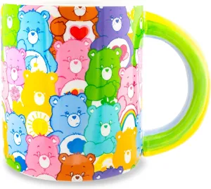 Care Bears Allover Print Ceramic Mug With Rainbow Handle | Large Coffee Cup For Tea, Espresso, Cocoa | Holds 20 Ounces