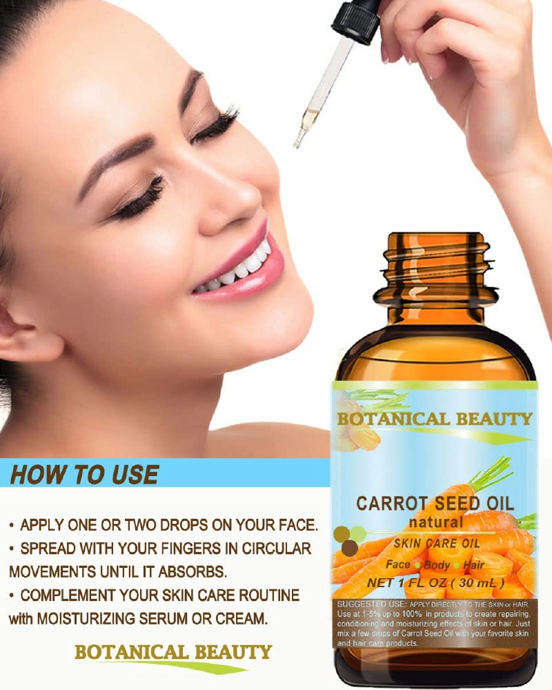 CARROT SEED OIL 100 % Natural Cold Pressed Carrier Oil. 4 Fl.oz.- 120 ml. Skin, Body, Hair and Lip Care. "One of the best oils to rejuvenate and regenerate skin tissues.” by Botanical Beauty
