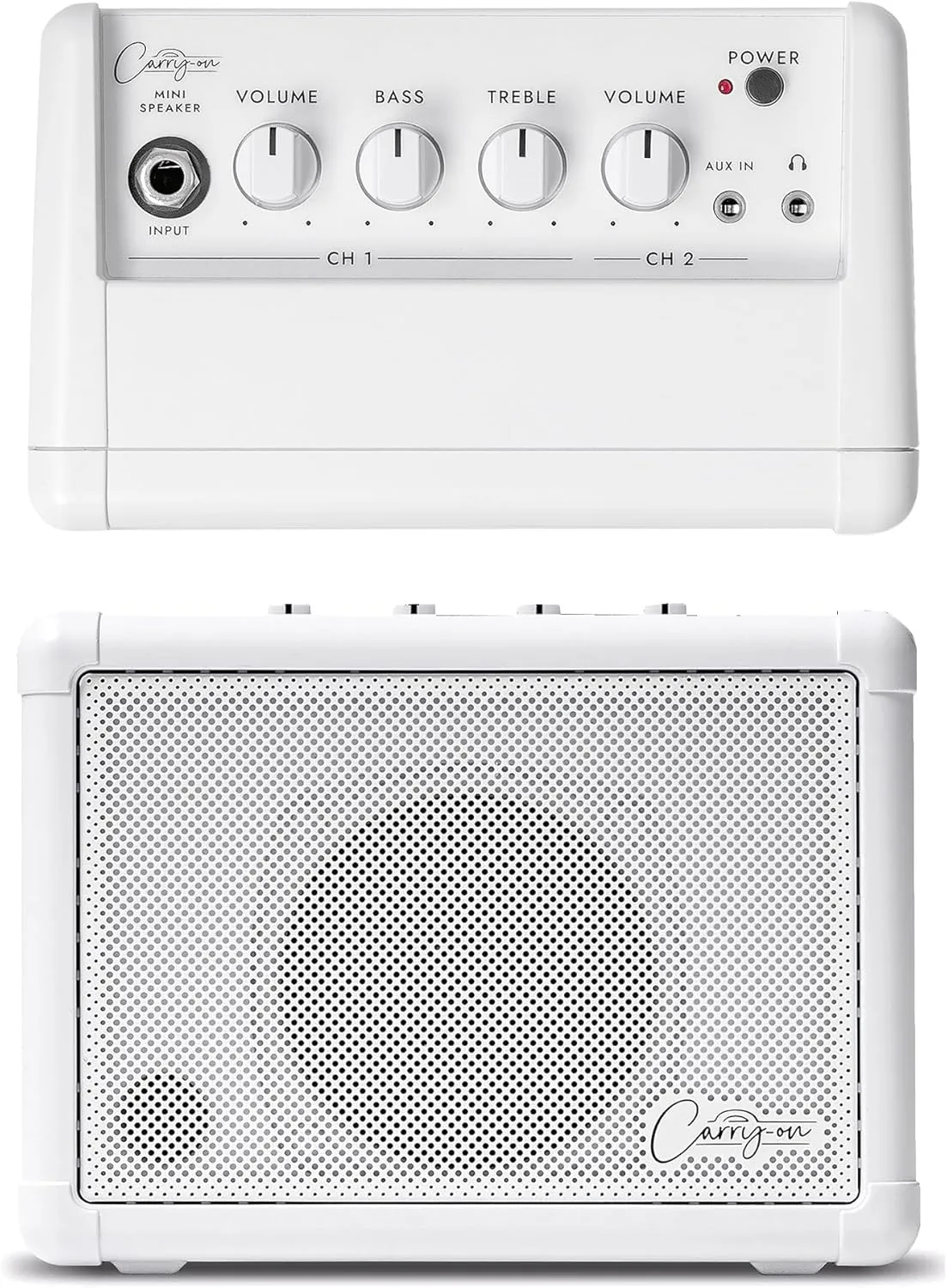 Carry-on Mini Speaker - Amplifier for Electronic Guitars and Drums, Keyboards, Digital Wind Instruments and Microphones - Portable Speaker with Dual Input Channels & Expandable Stereo Option