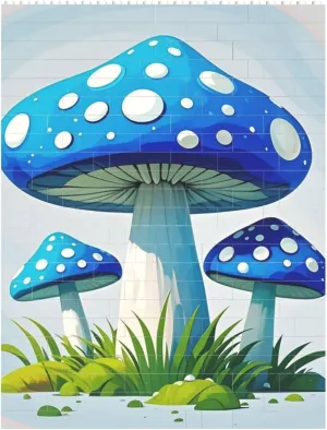 Cartoon Blue Mushroom Building Block Puzzle Personalized Building Bricks for Adults Square Shaped Block Puzzle Building Valentine's Day Gifts for Home Decor Brick Puzzle