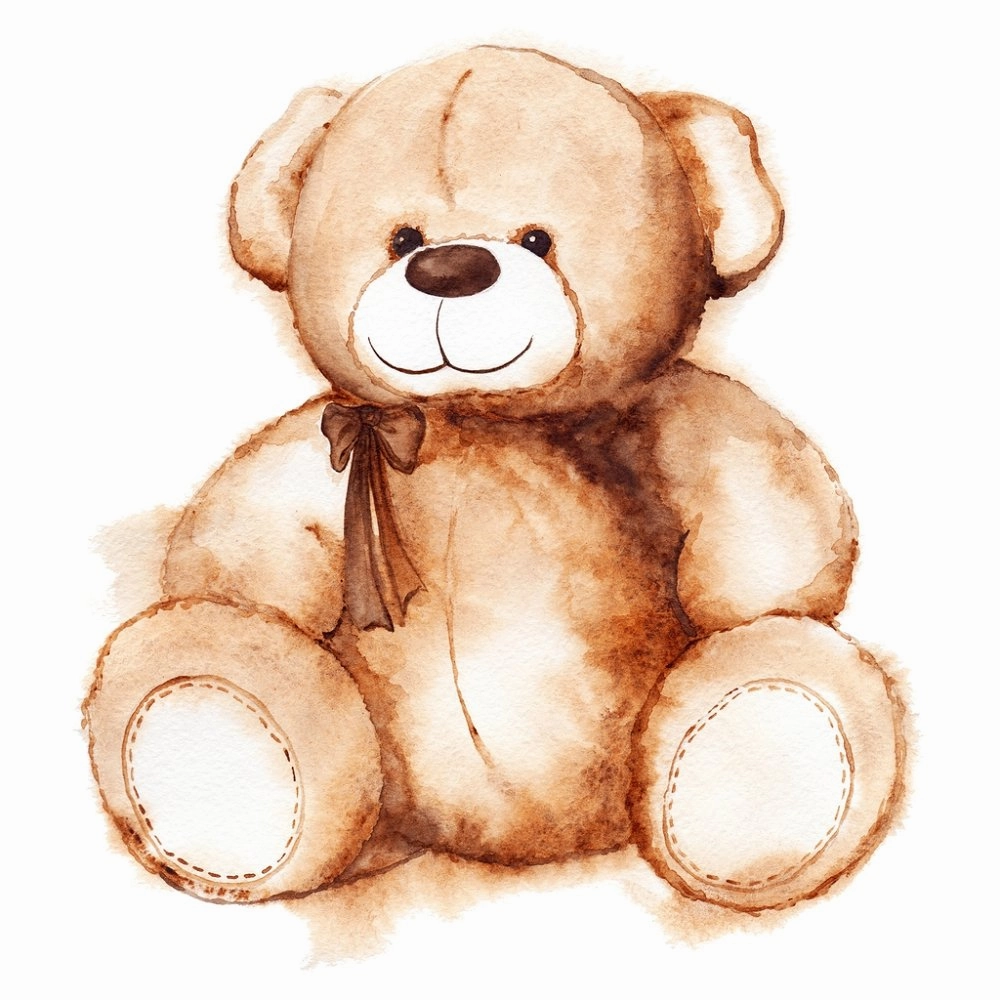Cartoon Lovely Teddy Bear Fabric Panel - Brown