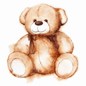 Cartoon Lovely Teddy Bear Fabric Panel - Brown