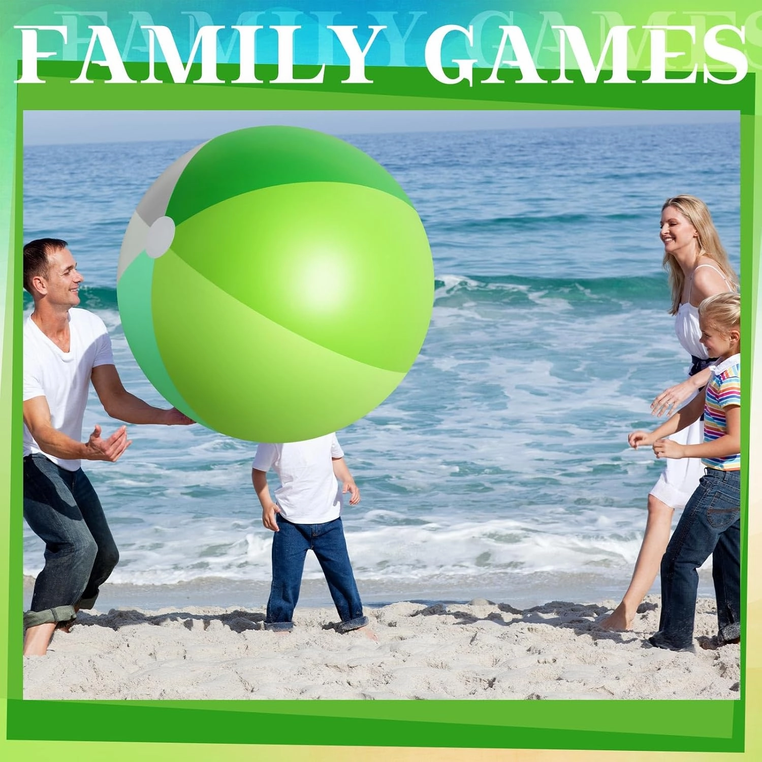 Ceenna 2 Pcs 60 Inch Giant Beach Ball Large Inflatable Pool Toy Balls Summer Swimming Toys Parties PVC Jumbo for Adults Summer Beach Pool Party Favor(Green,Fresh)