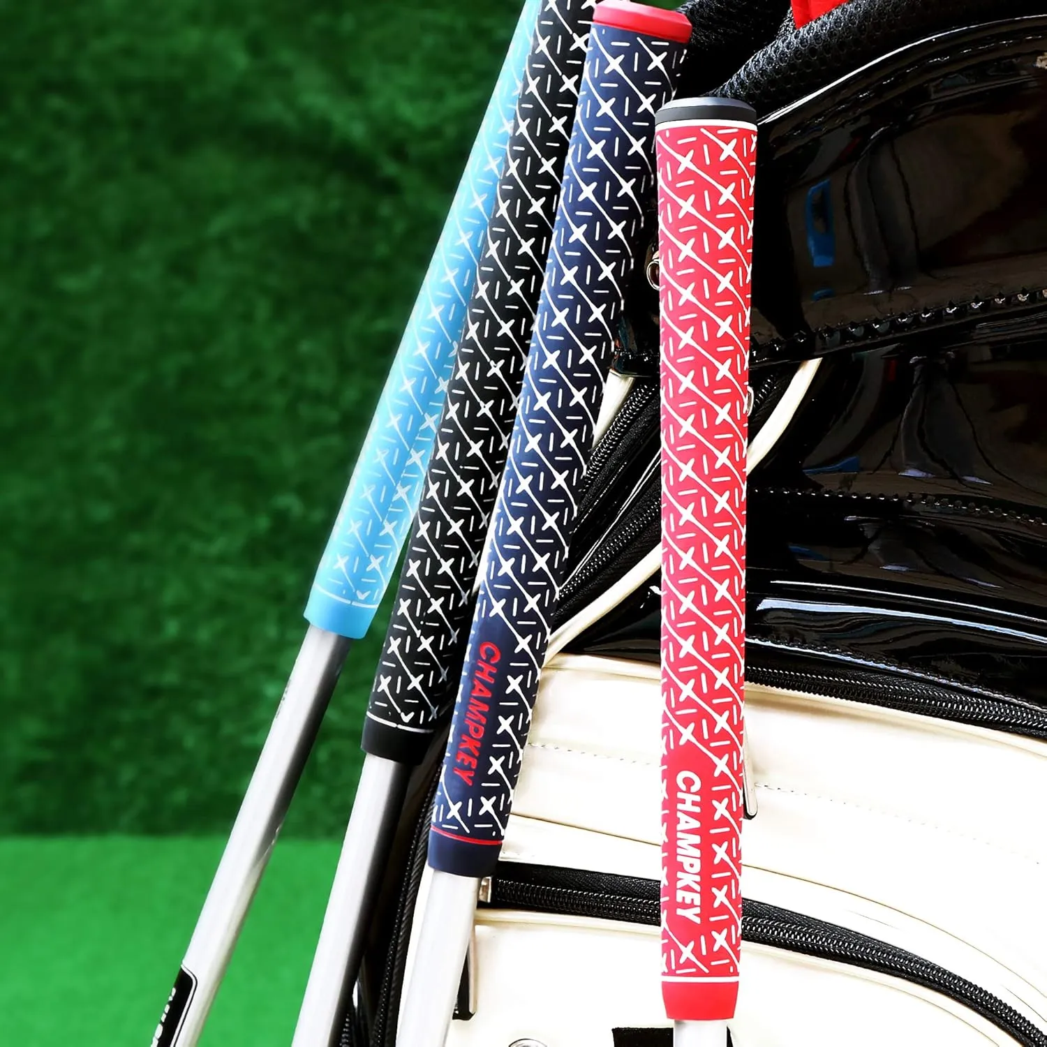 CHAMPKEY X Rubber Golf Grips 13 Pack - All Weather Performance with 15 Tapes and Repair Kits