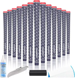 CHAMPKEY X Rubber Golf Grips 13 Pack - All Weather Performance with 15 Tapes and Repair Kits