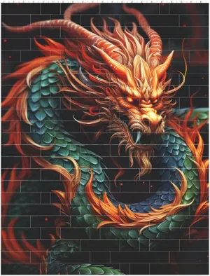 Chinese Dragon Building Block Puzzle Personalized Building Bricks for Adults Square Shaped Block Puzzle Building Brick Block Puzzles Valentine's Day Gifts for Home Decor Brick Puzzle
