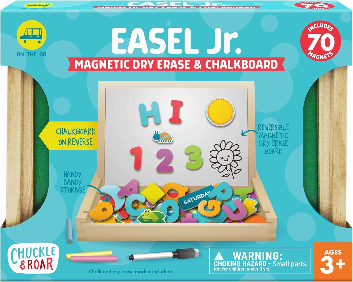 Chuckle & Roar - Easel Jr. Magnetic Dry-Erase and Chalk Playing Board - Engaging Art and Craft Board for Kids - Preschool Classroom Staple