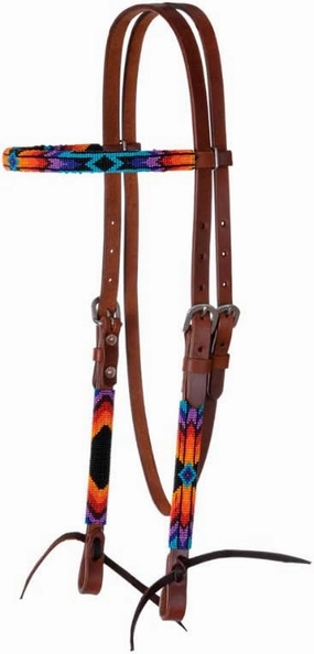 Circle Y Infinity Wrap Beaded Browband Headstall - Horse Size