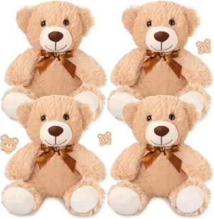 Civaner 4 Pack 14 Inches Bear Plush Stuffed Animals Cute Soft Bears Gifts Bulk for Girls Boys Girlfriend(Light Brown)