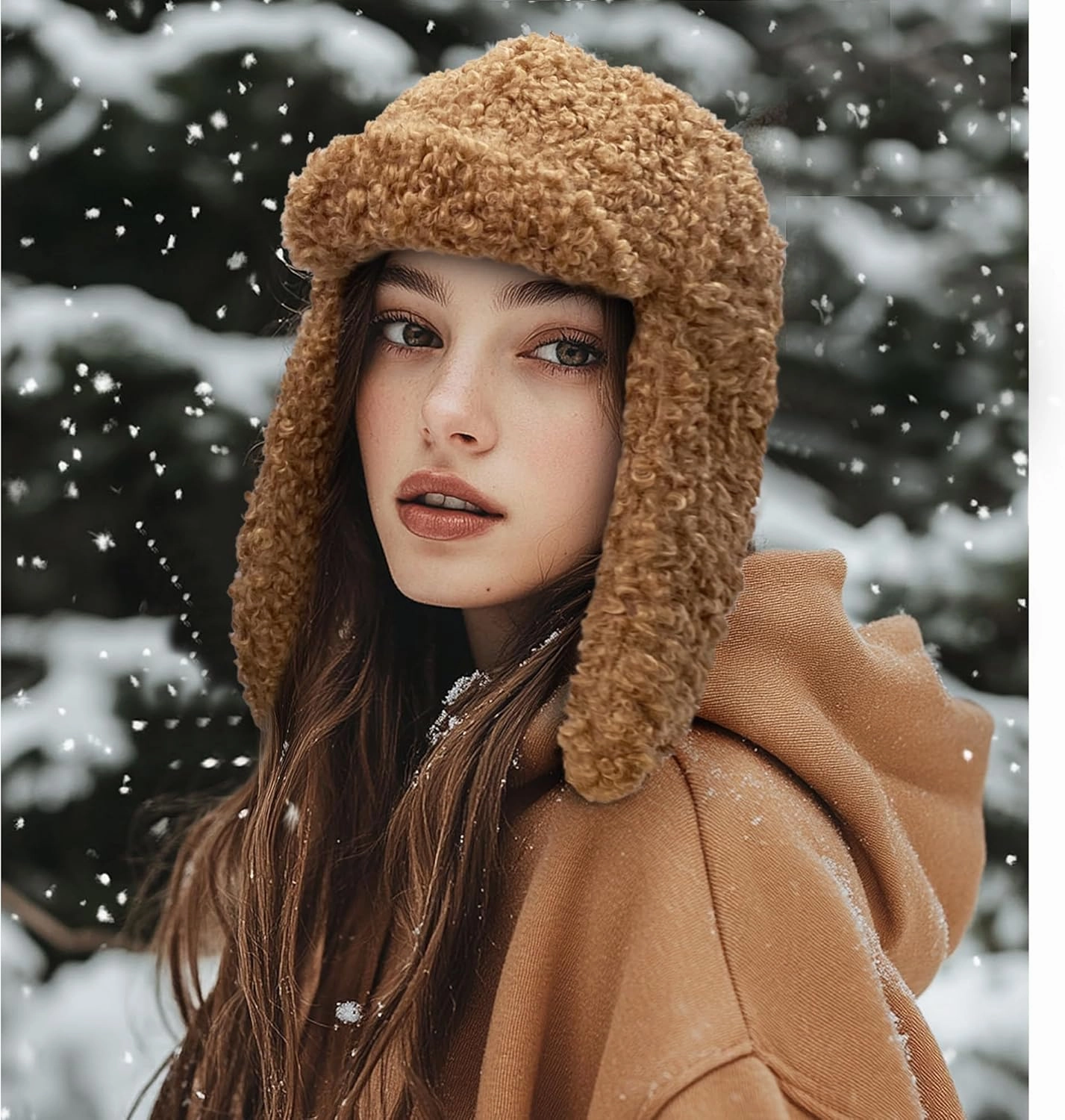 Clakllie Unisex Winter Trapper Hat Trooper Hat with Visor Snow Eskimo Hat Warm Russian Hat Ski Hat Earflaps Baseball Cap