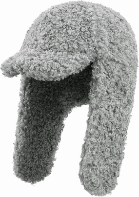 Clakllie Unisex Winter Trapper Hat Trooper Hat with Visor Snow Eskimo Hat Warm Russian Hat Ski Hat Earflaps Baseball Cap