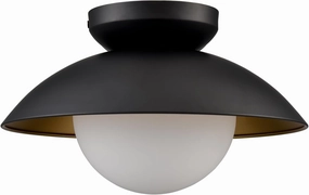 CLAXY Nautical Farmhouse Flush Mount Ceiling Light with Milky White Glass Globe Ceiling Light Fixture Matte Black Finish