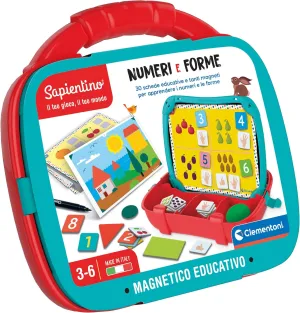 Clementoni - 16715 - Sapientino - Valigetta magnetica Numeri e Forme - gioco educativo per imparare i numeri, lavagna magnetica, gioco bambini 3-6 anni, Made in Italy