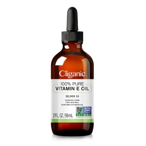 Cliganic 100% Pure Vitamin E Oil for Skin, Hair & Face - 60,000 IU, Non-GMO Verified | Natural D-Alpha Tocopherol (Packaging May Vary)