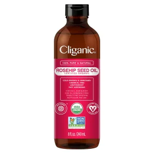 Cliganic Organic Rosehip Seed Oil for Face, 100% Pure | Natural Cold Pressed Unrefined Non-GMO | Carrier Oil for Skin, Hair & Nails